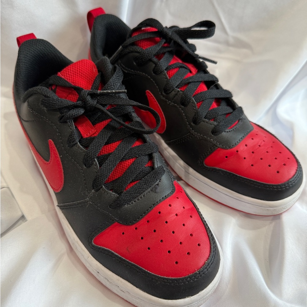 Nike Court Borough Low Black and Red Athletic Shoes